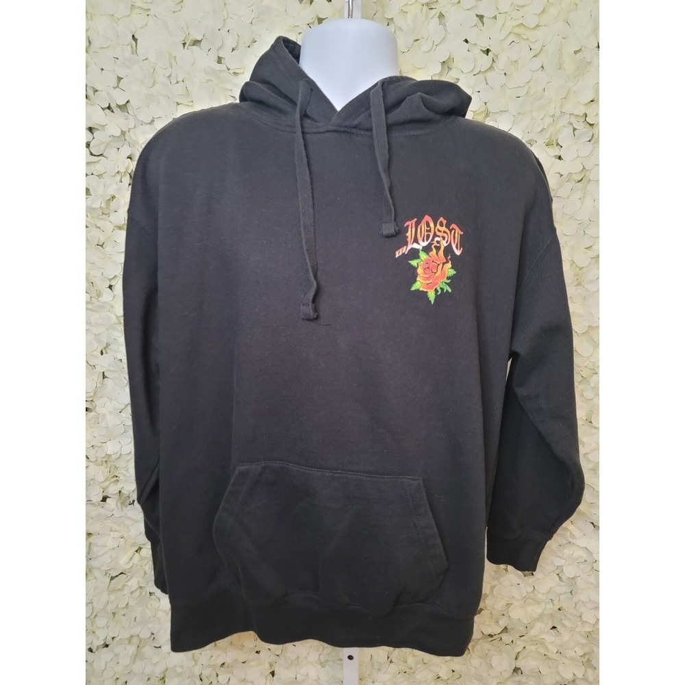 Lost Sweatshirt Jailed Skeleton, Rose, Black, Skater/ Surfer Dude LG